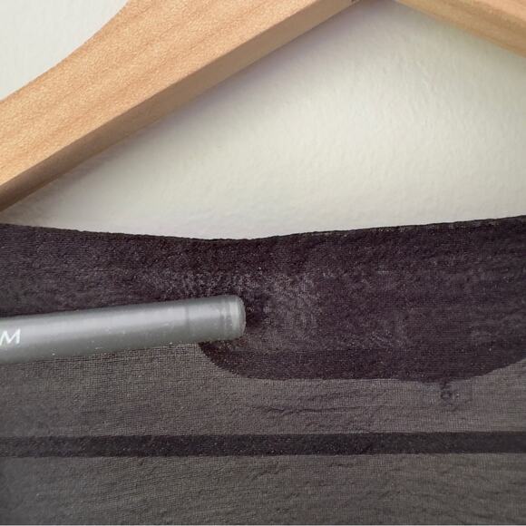 Good American Sheer Tulle Crepe Dress Overlay Button Down Puff Long Sleeve Black - Picture 10 of 12